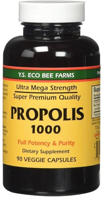 프로폴리스생선 가공되지 않은 1000mg Y.S. 양봉장 90캡