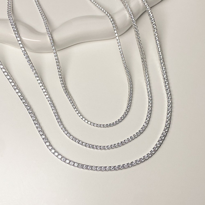 테니스 목걸이 실버 클래식 2mm 3mm 화이트골드 명품목걸이