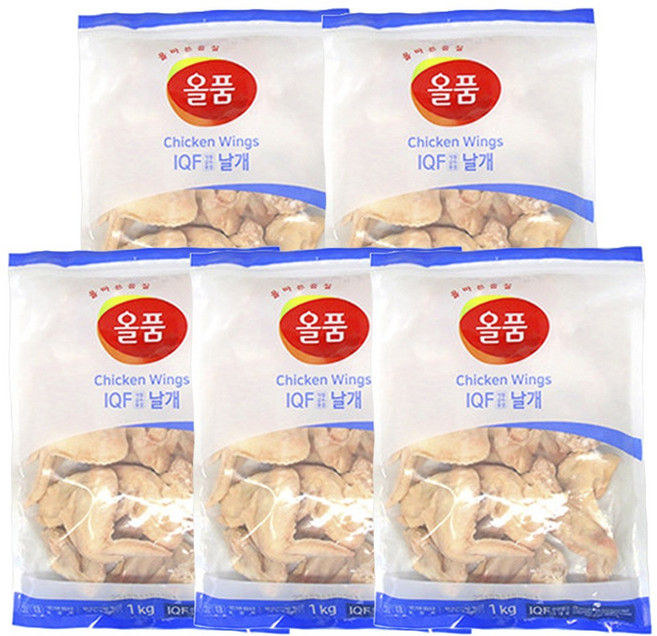 올품 IQF 날개 (닭날개) 1kg 5개 소비기한 26.05.26