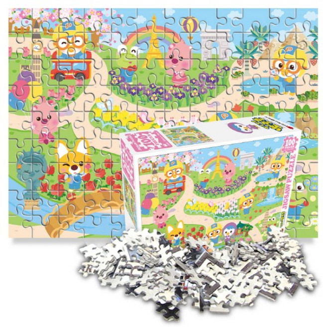 뽀로로 월드시티투어 직소 퍼즐 100조각, 1개, 컬러, 100피스