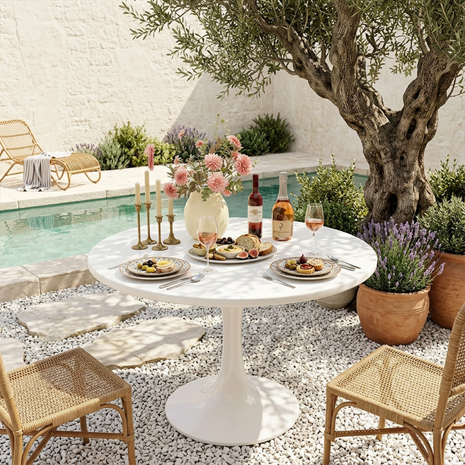 SeekFun 원형 식탁 거실 테이블 카페 레스토랑 인테리어 테이블 화이트톤 다이닝 가구 2인용 3인용 4인용 패밀리 식탁, 화이트