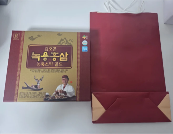 김오곤 녹용홍삼 스틱 30포 +고급 쇼핑백 농축스틱 30포 수험생 노부모 설날 선물 세트, 300ml, 5개 - 쿠팡