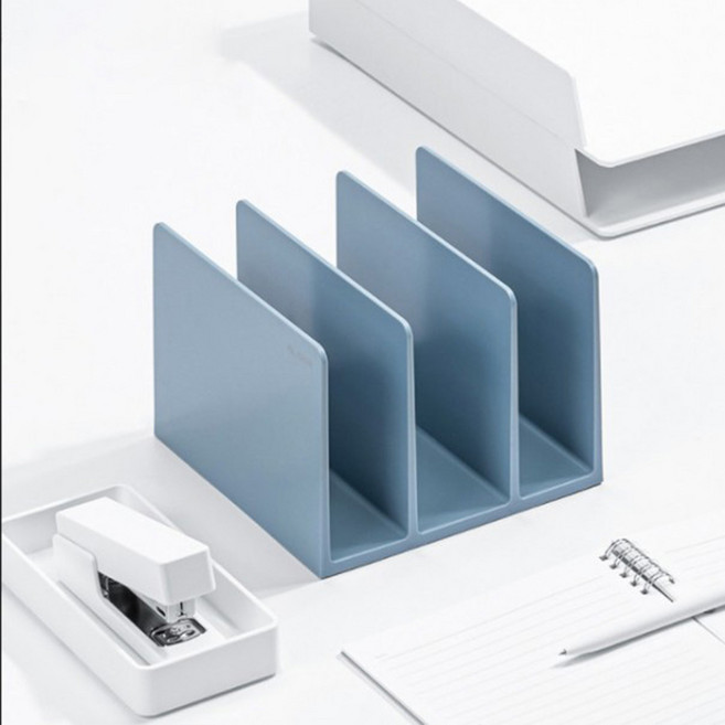 누사인 책꽂이 미니책장 책상 책꽂이 북스탠드 3단, 블루