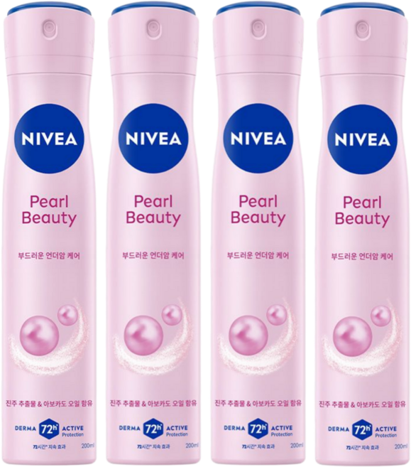 니베아 펄 앤 뷰티 데오드란트 스프레이타입, 200ml, 200ml, 4개