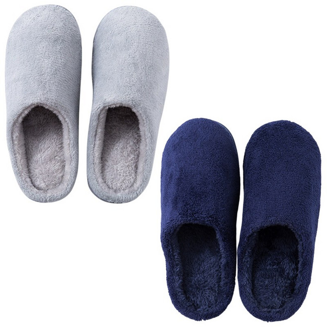 CH컴퍼니 [1+1 무료배송] 겨울 산호 방한 털 거실화 실내 슬리퍼, 산호양털 네이비(남성용), 1개