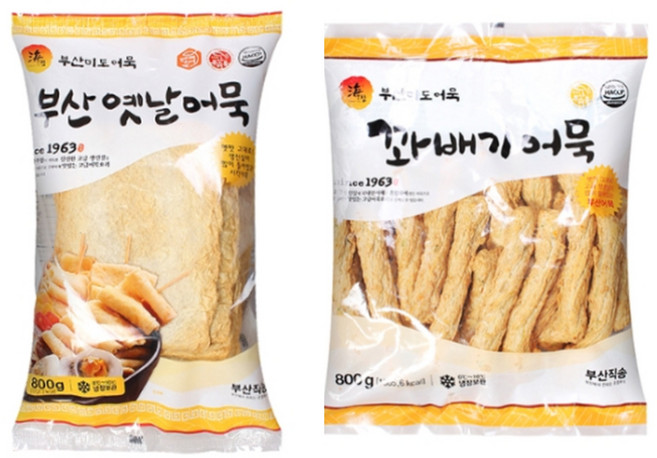 부산어묵 미도어묵 2종 2팩 옛날사각+꽈배기 봉 어묵 1600g, 2개, 800g