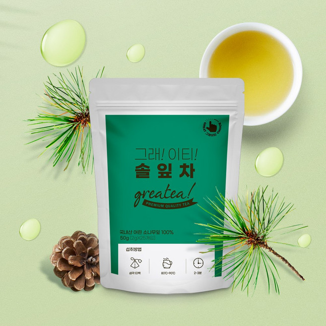 그래이티 저온로스팅 국산 솔잎차 삼각티백, 2g, 2g, 1개, 25개입