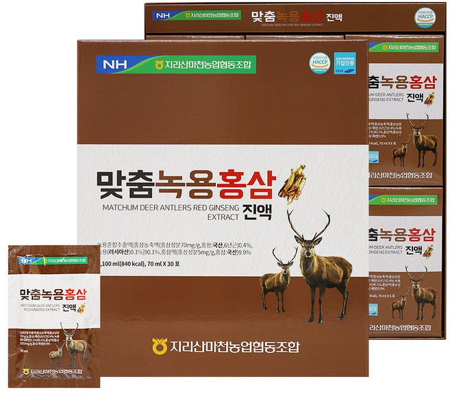 30포 X 녹용홍삼진액 맞춤 건강식품 70ML, 30개
