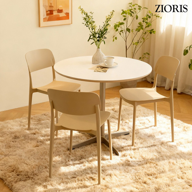 지오리스 모던심플 인테리어 카페st 등받이 식탁 의자 4p 세트, 1개, 카키