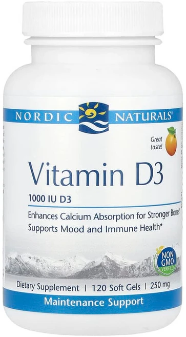 노르딕내추럴스 비타민D3 VitaminD3 오렌지 25mcg 1000IU 소프트젤 120정, 1개 - 쿠팡