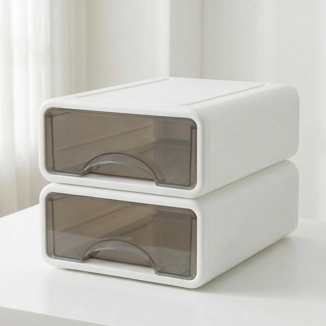 온벨 다용도 적층형 슬라이딩 서랍, 2개, 화이트