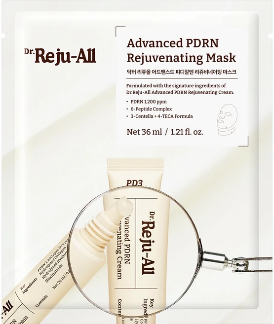 Dr.Reju-All 彈潤再生面膜 PDRN 1 200 ppm 6-胜肽複合物 3-積雪草+4-TECA配方, 4, 36ml