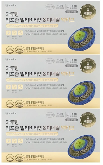 하루틴 리포좀 멀티비타민 & 미네랄 액티브 99g, 30정, 9개 - 쿠팡