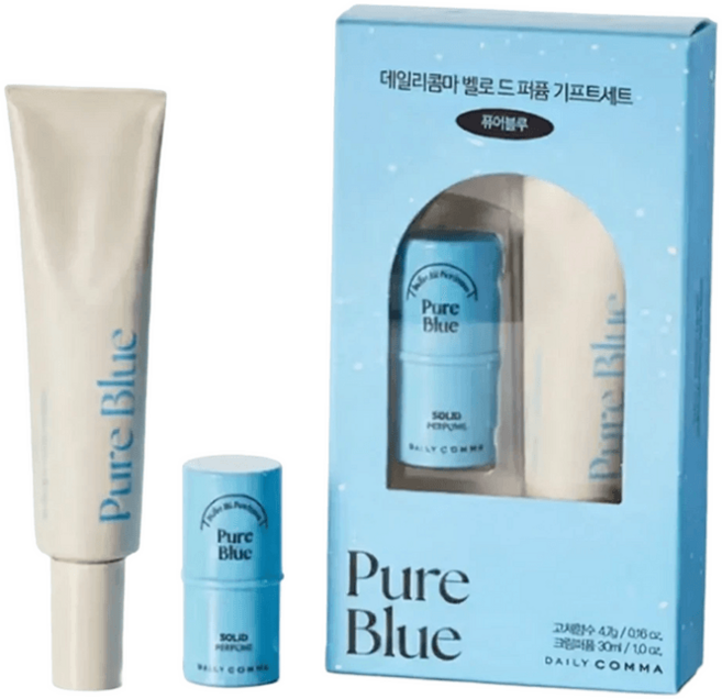 데일리콤마 벨로 드 퍼퓸 기프트세트 퓨어블루(고체향수+크림퍼퓸), 1개