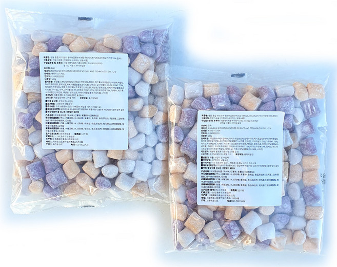 새마원 냉동 칼라 혼합 타피오카펄(대) 무지개 색상 빙수용 빙수떡, 2개, 500g