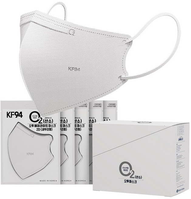 오투에어라이트 KF94 새부리형 마스크 대형 50매 국산, 1매입, 50개, 흰색