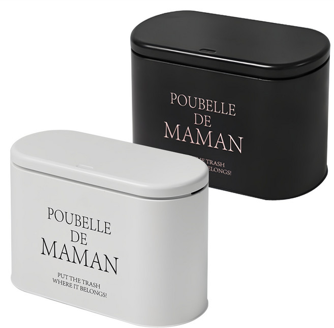 달팽이리빙 푸벨드마망 슬림 원터치 미니 휴지통 2p, 블랙 + 화이트