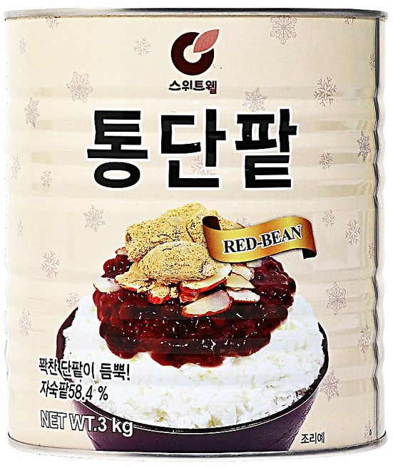 푸드올마켓_ 스위트웰 통단팥 3kg/ 빙수팥 빙수재료, 3kg, 1개