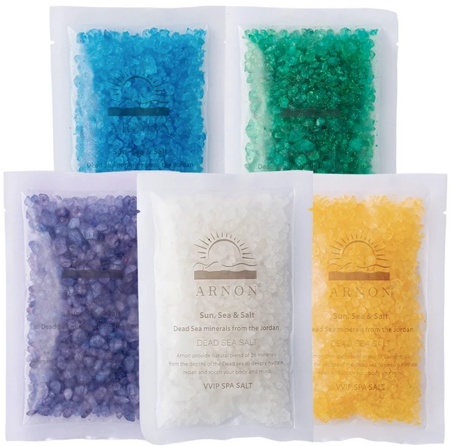 아르논 사해소금 입욕제 5종 세트 [내추럴+라벤더+레몬+포레스트+오션], 5개, 80g - 쿠팡