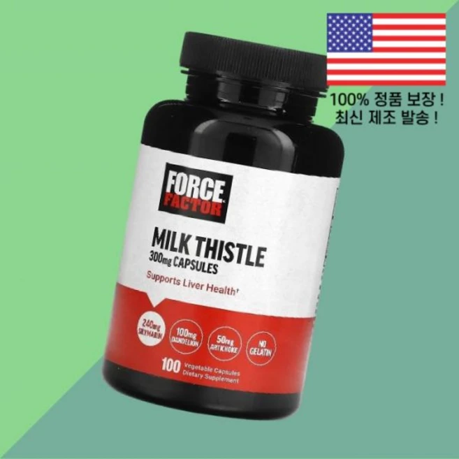 포스 팩터 밀크씨슬 300mg 식물성캡슐 100정 Force Factor Milk Thistle 100 Vegetable Capsules, 포스 팩터 밀크씨슬 300mg 식물성 베지캡슐 100정, 1 - 쿠팡