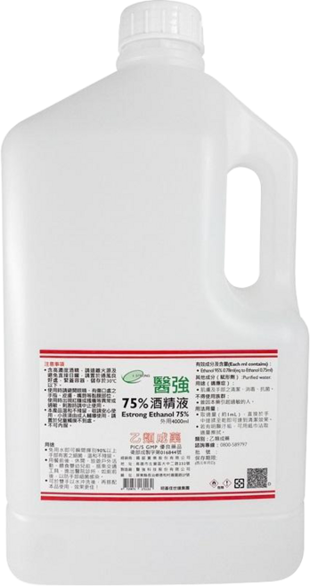 醫強 75%酒精液, 1箱, 醫強75%酒精4L箱購