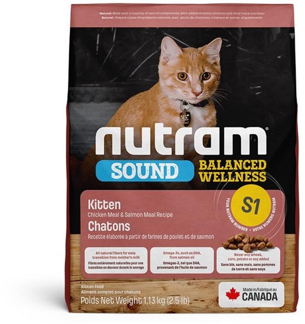 紐頓 Nutram S1 雞肉+鮭魚 幼貓 貓飼料, 1個, 5.4kg