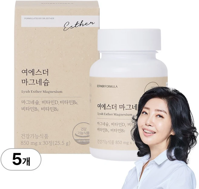 [본사직영] 여에스더 마그네슘 (신경/근육 마그네슘 & 에너지/활력 비타민B군) 국민영양 프로젝트, 30정, 5개 - 쿠팡