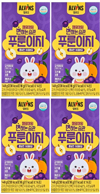 엘빈즈 매일매일 변하는 습관 푸룬이지, 140g, 4개