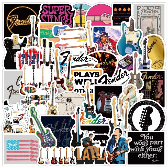 락앤롤 락밴드 리무버블 방수 스티커, 1세트, 기타 50장