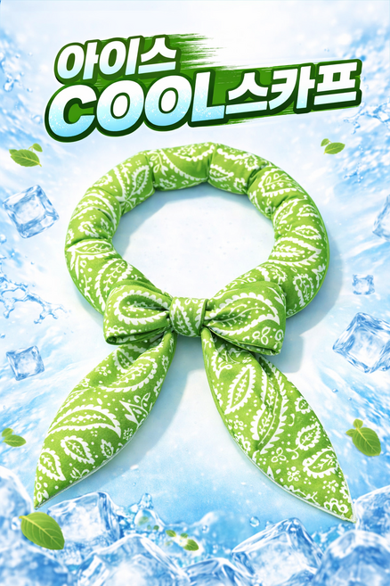 JY몰 온몸이 시원한 아이스 쿨 스카프 냉감 넥밴드 여름 등산 작업용, 1개, 새싹그린