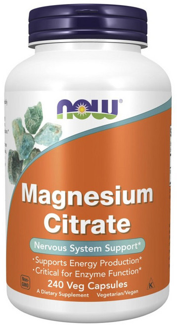 NOW Foods 檸檬酸鎂素食膠囊, 1罐, 240顆