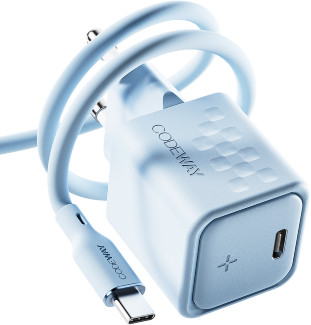 코드웨이 C타입 30W 초고속 충전기 + 60W C to C 1.8m 케이블, 1세트, 아이스 블루
