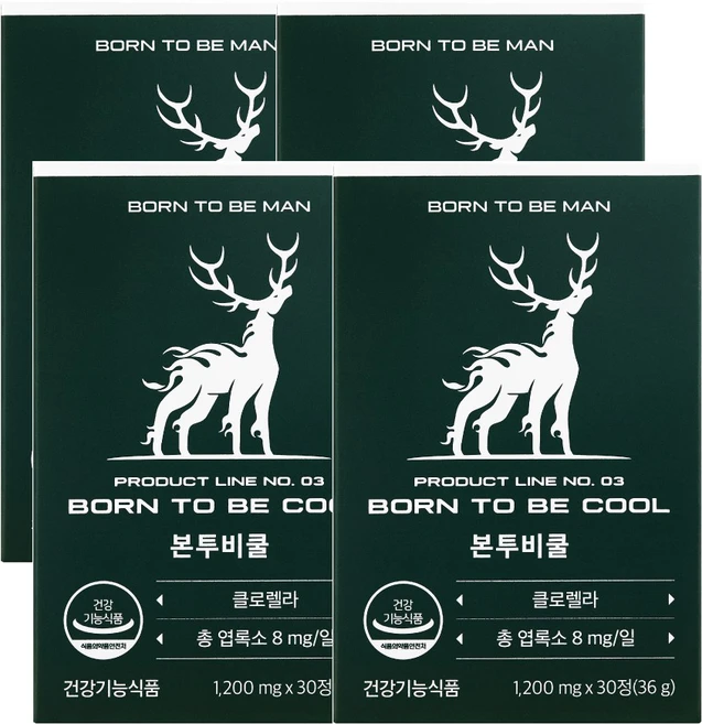 본투비맨 본투비쿨 클로렐라 엽록소 활성산소 관리, 4개, 30정 - 쿠팡
