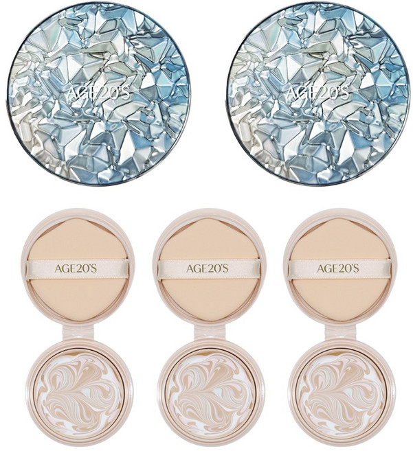 에이지투웨니스 AGE20s 팩트 아우라 에센스 커버 팩트, 1세트, 블루 21호 본품2 리필3