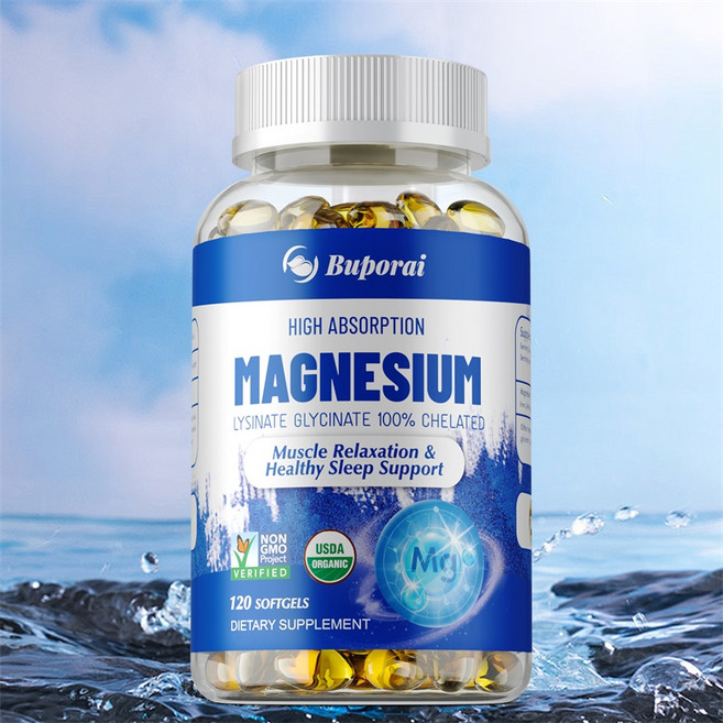 마그네슘 글리시네이트 천연 수면 지원 뼈 건강 면역력 기분 지원 건강 및 근육 회복 여성 및 남성을 위한 미네랄 보충제, 3개, 60정