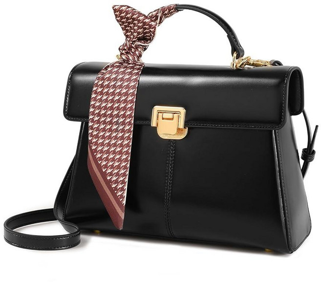 ITAMOOD Genuine Leather Square Handbag For Women Small Scarf Decor Satchel Purse Fashion Leather