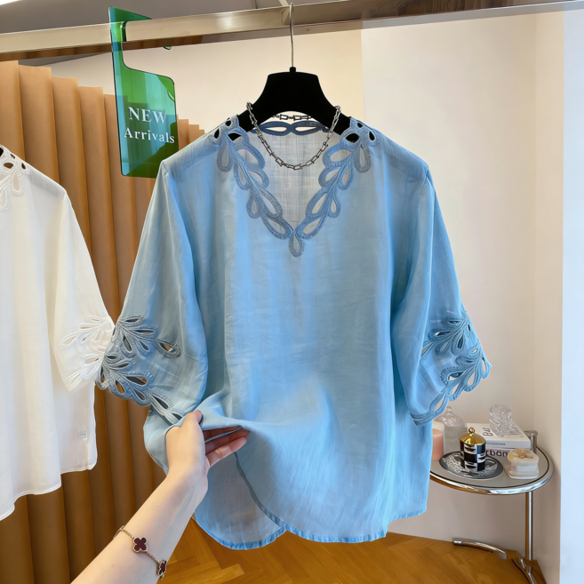 루스리더 여성 슬림핏 패션 레이스 블라우스 ES90