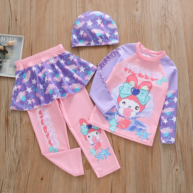 라움리에 여아 산리오 시나모롤 마이멜로디 긴소매 긴바지 래쉬가드