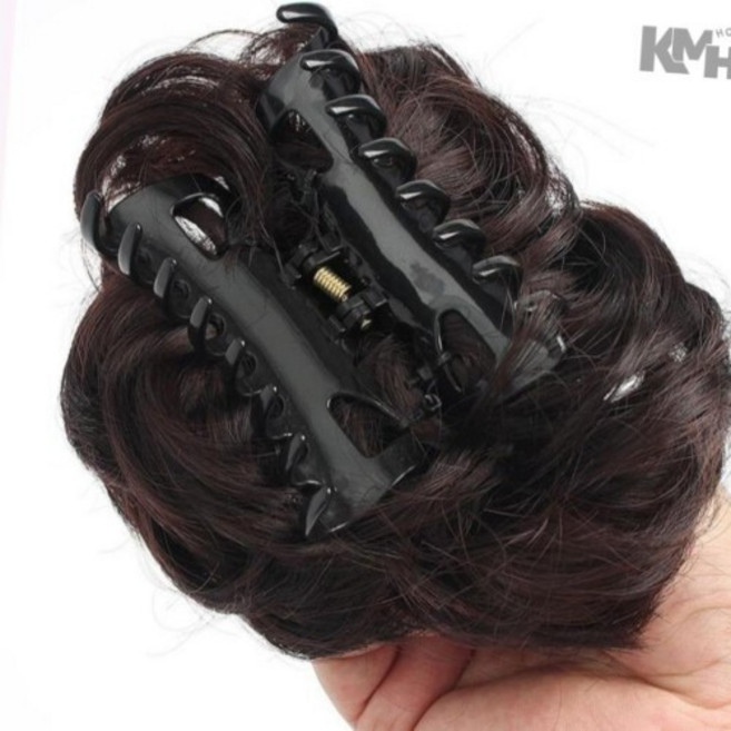 집게핀 부분가발 웨딩피스 파마롤 미용잡화, 브라운, 1개