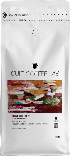 컬트커피랩 진한 바디 쌉쌀한 다크 로브스타 G1 싱글오리진 커피원두 당일로스팅, 1개, 1kg, 홀빈(분쇄안함)
