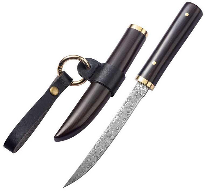 다마스커스 칼 KJ62 미니 카타나 일본 캠핑나이프 낚시칼, 1개