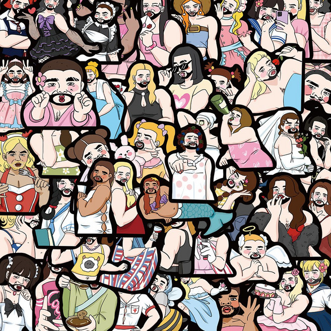 번블랙 병맛 관종 인싸 쓸데없는선물 웃긴 캐릭터 우정 굿즈 스티커, 1세트, 병맛B