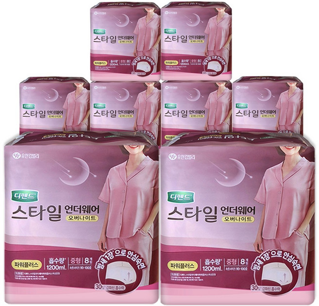 디펜드스타일 언더웨어 오버나이트 요실금팬티, 중형, 8개입, 8개
