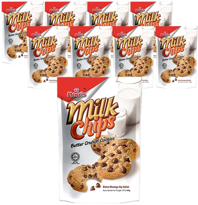 모리스 밀크칩 버터 크런치 쿠키 9개(100gx9개) 초코칩과자, 9개, 100g
