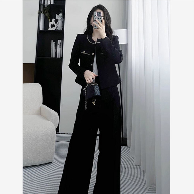 꽃소담 봄가을 여성 패션 트위드 정장 세트 투피스 HZHF2052