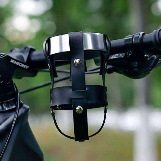 자전거 가죽 물병 커피 컵 홀더 2종택1, 1개, 블랙