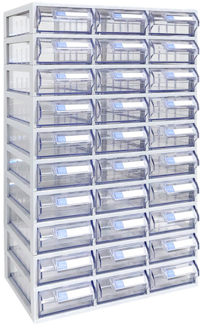 [국내생산 완제품] 모아이샵 다용도 스마트 정리함 투명수납함 멀티박스 미니수납함 멀티수납함, 스마트정리함(30칸)