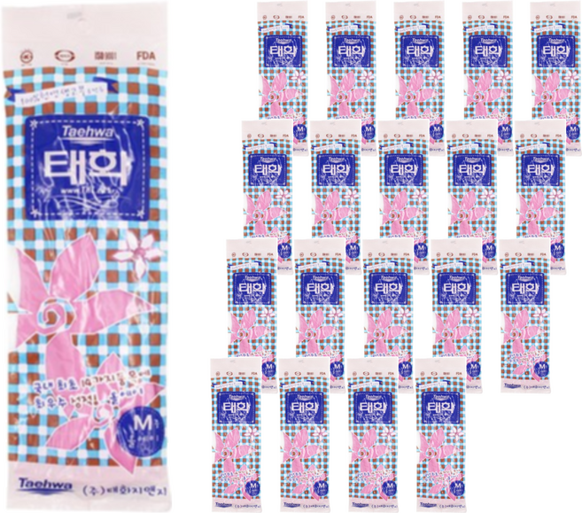 태화 올에이 고무장갑, 핑크, 중(M), 20개