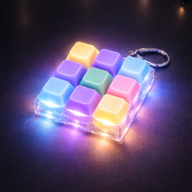 펫더월드 LED 키보드 불빛 키링 딸깍이 mbti 선물, 9구, 1개, LED 랜덤