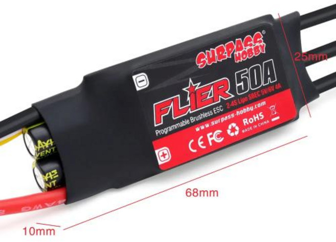 SURPASS HOBBY Flier 100A 20A 30A 40A 50A 60A 80A RC 비행기 헬리콥터 모델 용 BEC 2-6S가 장착 된 브러시리스 ESC 속도 컨트롤러, 5)Flier 100A V2, 1개